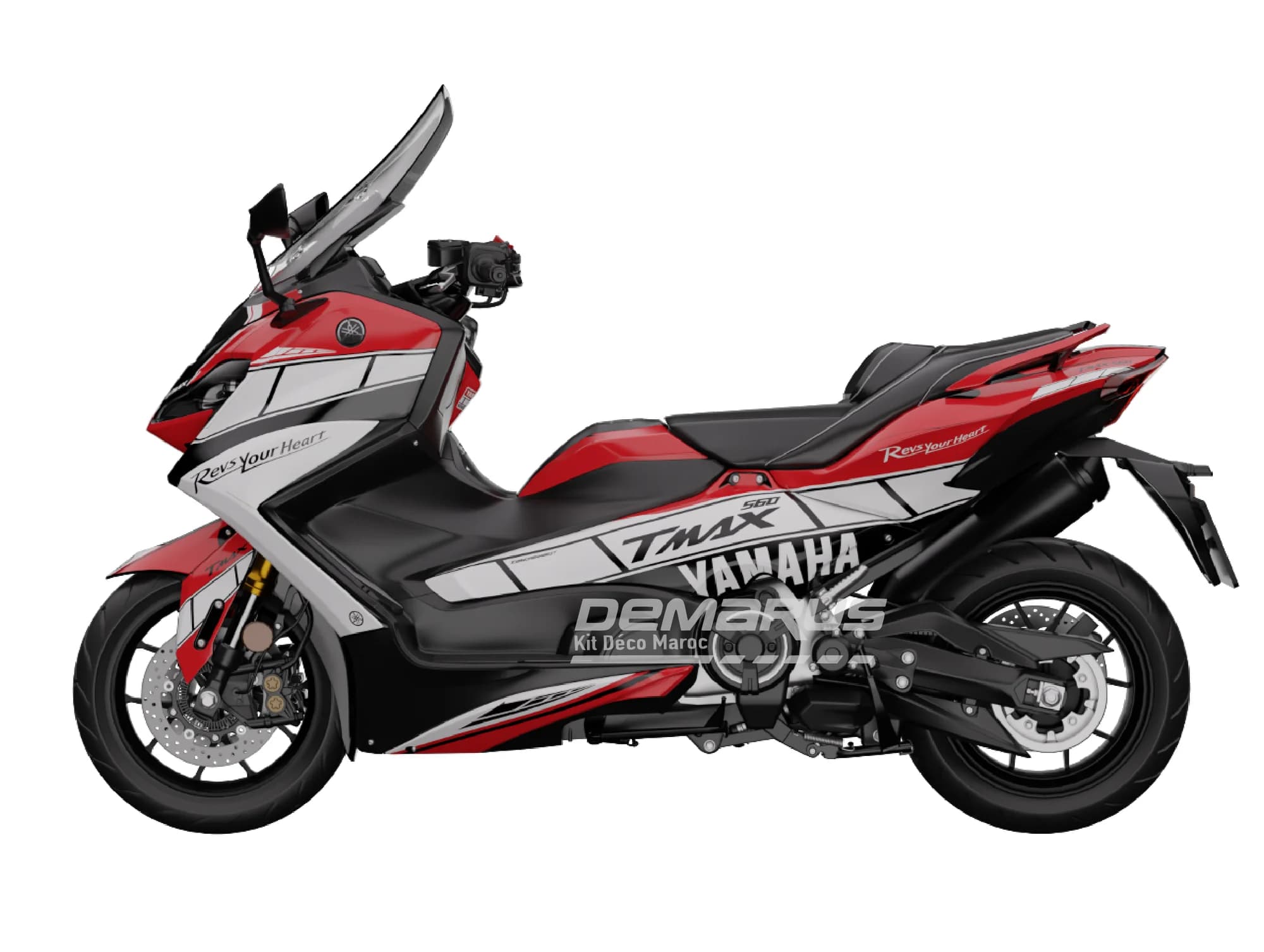 Kit déco moto Kit Déco Yamaha TMAX 560 2020-2026 | Édition Sportive Rouge - Vue 1