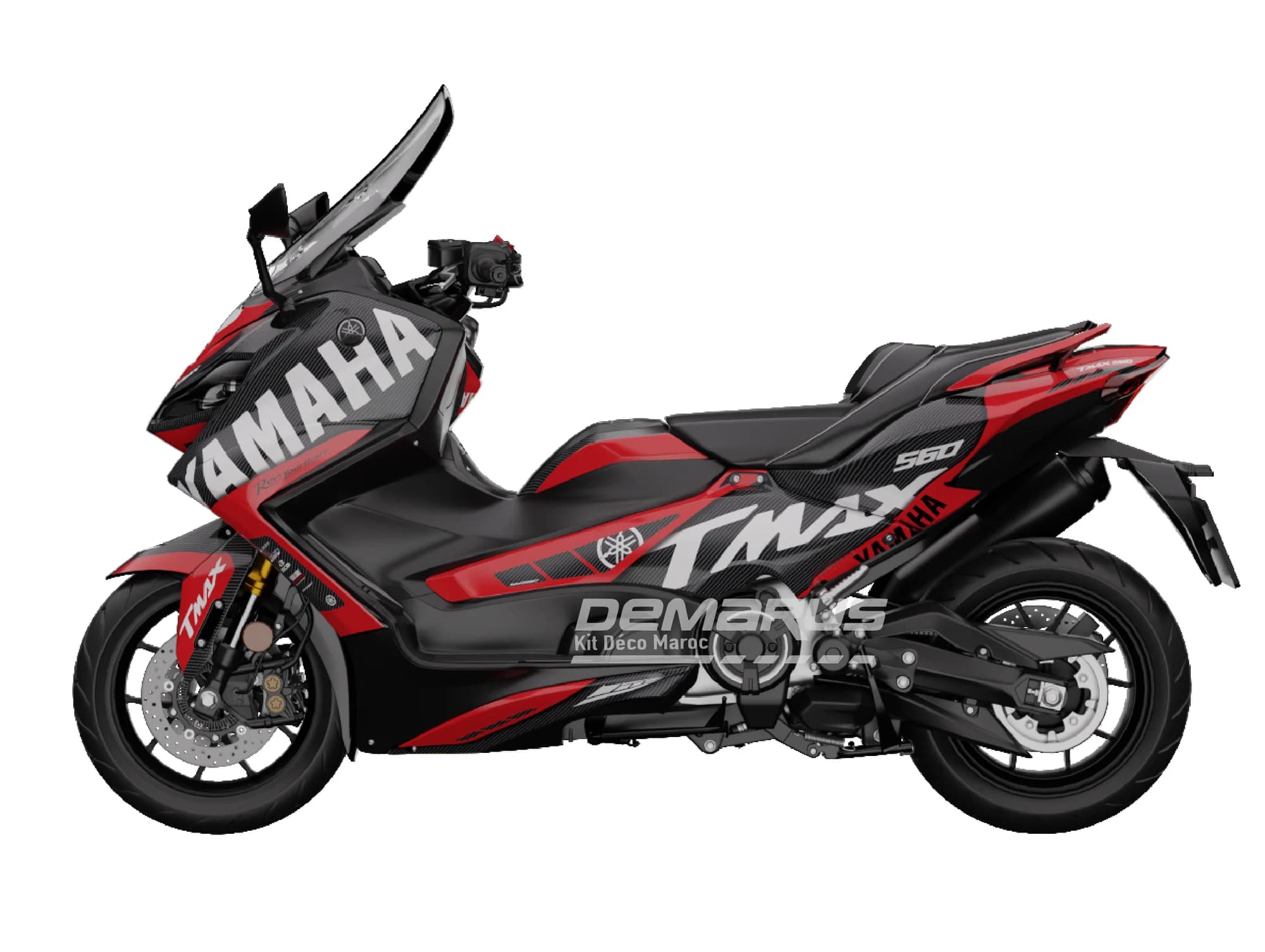 Kit déco moto Kit Déco Yamaha TMAX 560 2020-2026 | Édition Carbone Rouge Éclair - Vue 1